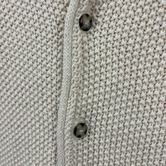 Eddie Bauer Vintage Mens Beige Chunky Knit Button-Up Cotton Vest L USA 80s/90s - Picture 4 of 8